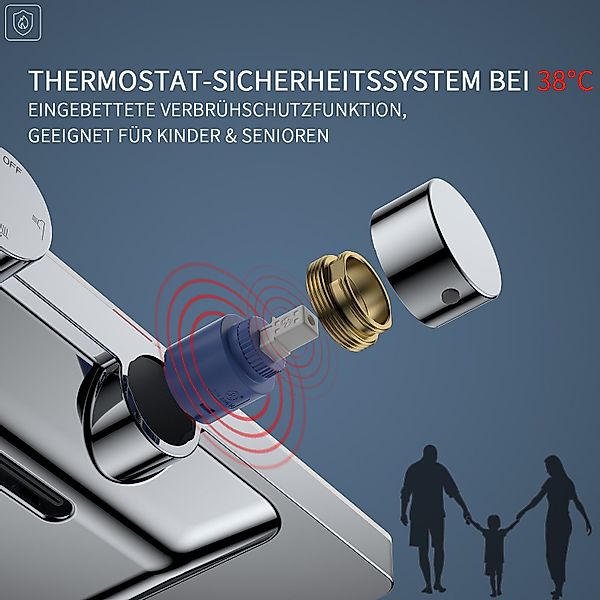 HOMELODY Duschsystem mit Thermostat und Glasablage günstig online kaufen