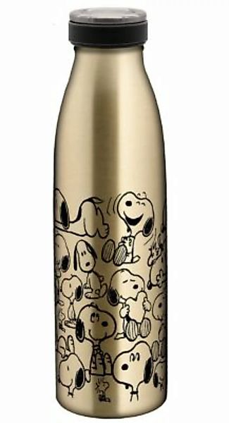 Geda Labels Isolierflasche Snoopy Muster gold 500ml Edelstahl Isolierflasch günstig online kaufen