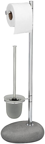 WENKO WC-Garnitur "Pebble Stone" aus Glas  Polyresin (Kunststein)  Stahl günstig online kaufen