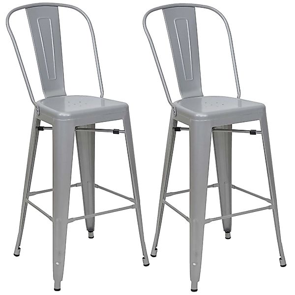PROREGAL 2er-Set Barhocker Mit Lehne Sitzhöhe 77cm Metall Industriedesign G günstig online kaufen
