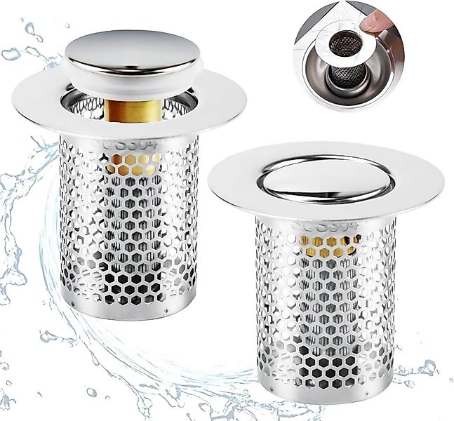 BlingBin Waschbeckenstöpsel 2 Stück Herausnehmbares Abflusssieb günstig online kaufen
