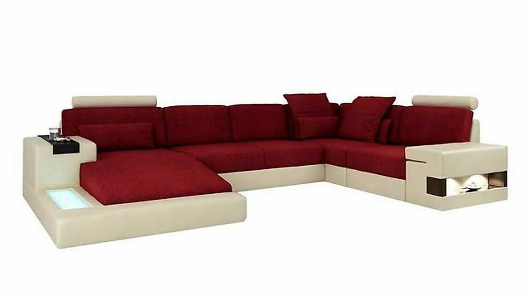 JVmoebel Ecksofa Ledersofa Sofa U Form Wohnlandschaft Couch Polster Rot, Ma günstig online kaufen