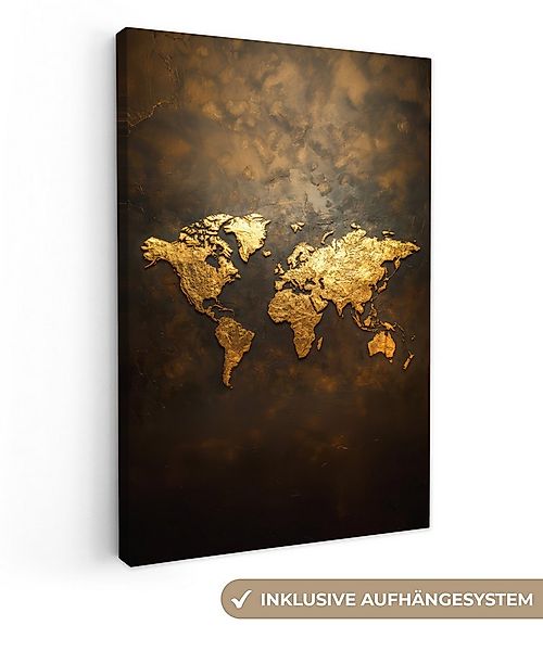 OneMillionCanvasses® Leinwandbild Weltkarte - Gold - Rost, Fotodruck (1 St) günstig online kaufen