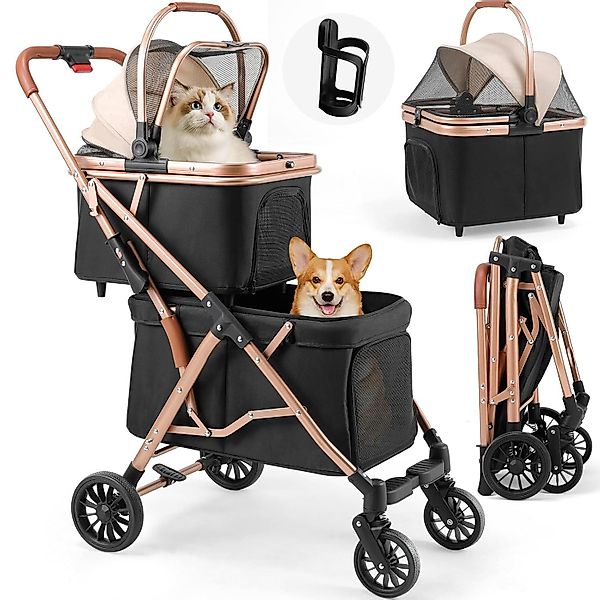 TLGREEN Hundebuggy,Klappbarer Doppelkorb-Hundewagen & Transportwagen, (Ein- günstig online kaufen