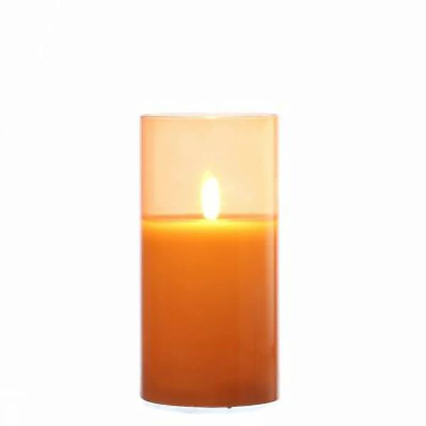 MARELIDA LED Kerze im Glas Windlicht flackernd D: 7,5cm H: 15cm orange günstig online kaufen