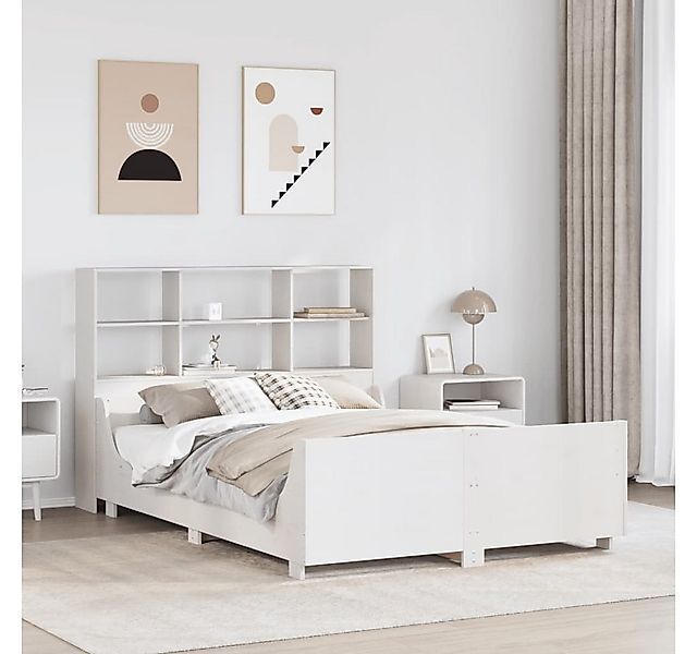 vidaXL Bett, Massivholzbett mit Regal ohne Matratze Weiß 140x200 cm günstig online kaufen