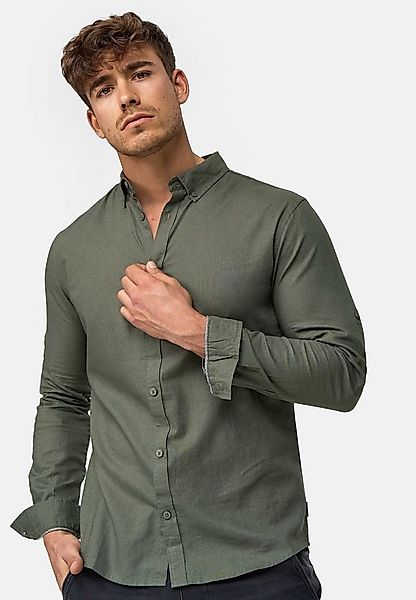 Indicode Langarmhemd Herren Brayden Herrenhemd Langarm mit Button-Down-Krag günstig online kaufen