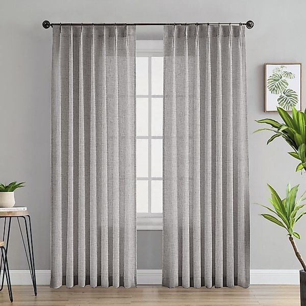 Jibenhome Gardine Leinenoptik Voile Vorhänge Modern günstig online kaufen