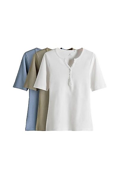 The Set Henleyshirt 3er-Pack The Set gerippte Henley Kurzarm-T-Shirts (3-tl günstig online kaufen