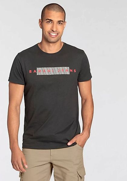 Bruno Banani Rundhalsshirt schmal geschnitten, mit lässigem Print, Rundhals günstig online kaufen