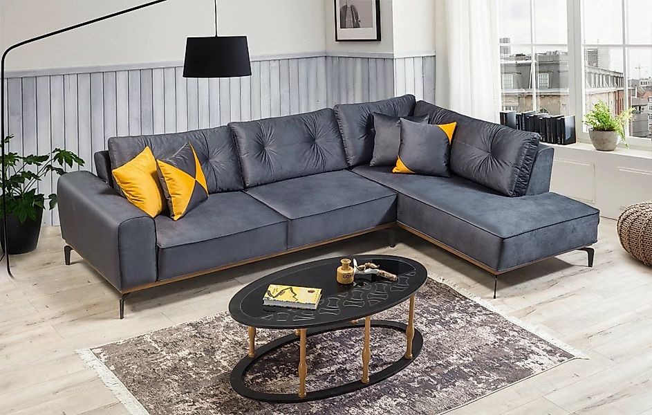 Viva Möbel Sofa RUBY, L295 x R195 cm Ottomane rechts, Luxuriöses Ecksofa mi günstig online kaufen