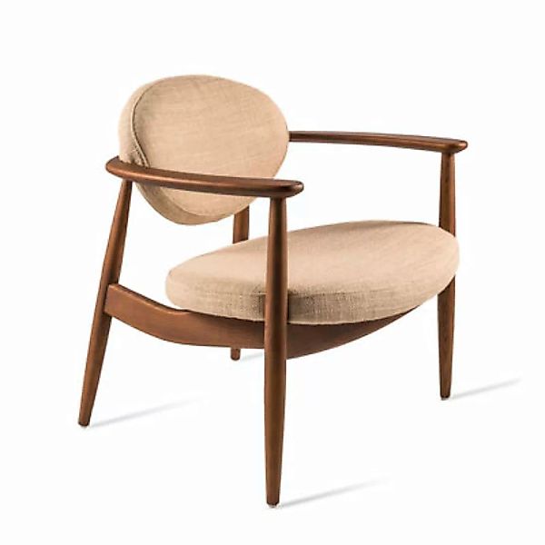 Gepolsterter Sessel Roundy textil weiß beige holz natur / Stoff & Holz - Po günstig online kaufen