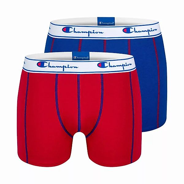 Champion Herren Boxershorts, 2er Pack - Baumwolle, einfarbig blau/rot S günstig online kaufen