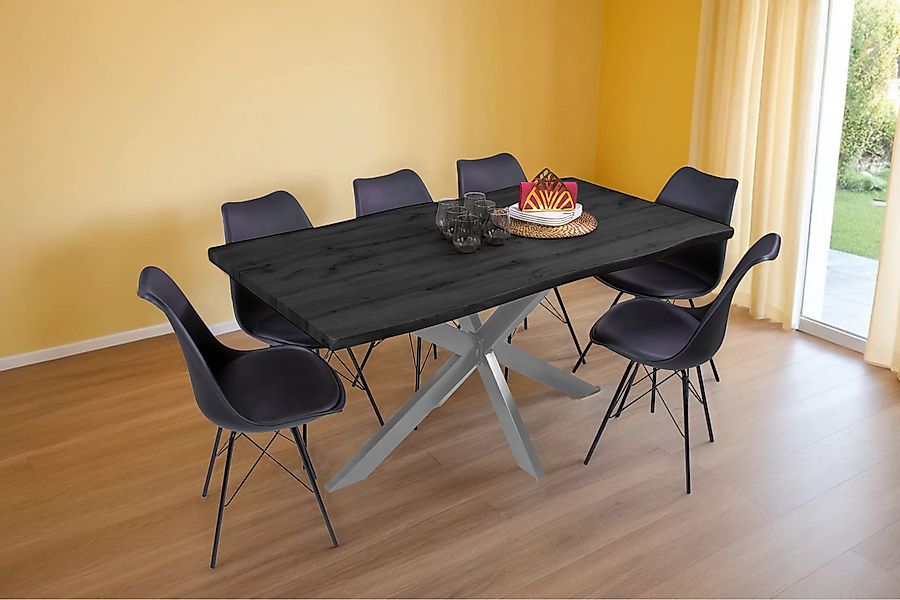 Loreno® Esstisch Josy, Holz-Optik Grau, Baumkante, günstig online kaufen