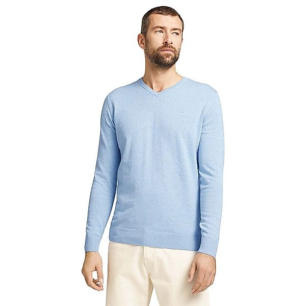 Tom Tailor Basic V-ausschnitt Sweater L Medium Blue Ashes Melange günstig online kaufen