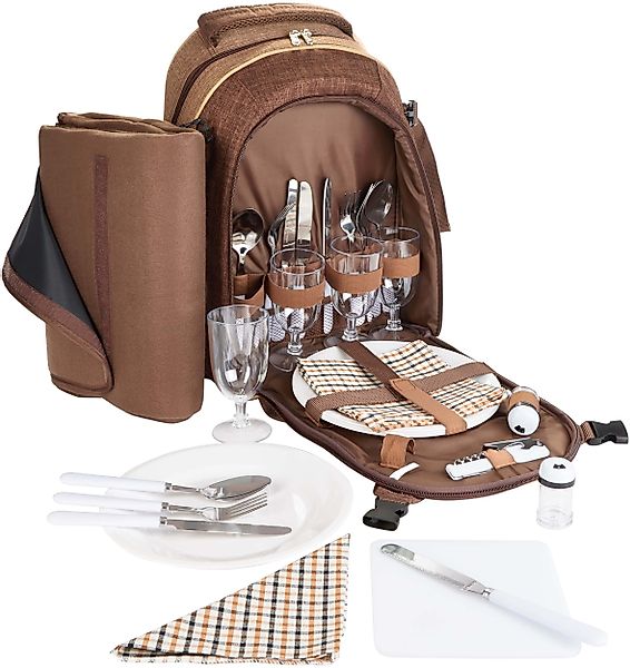 BRUBAKER Freizeitrucksack Picknick-Set für 4 Personen günstig online kaufen