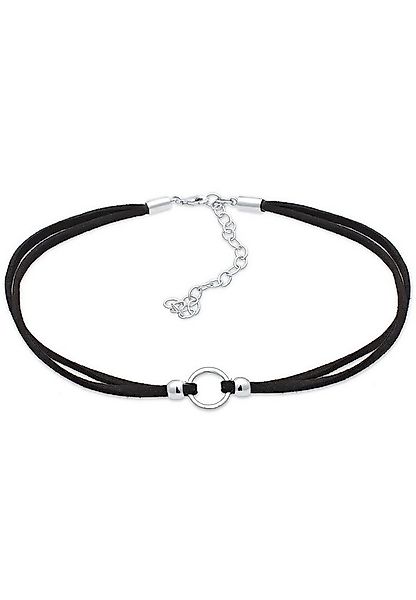 Elli Collier Halsband schwarz Choker mit Kreis 925 Silber günstig online kaufen