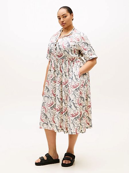 Tommy Hilfiger Curve A-Linien-Kleid "CRV LINEN MIDI SHIRT DRESS SS" in groß günstig online kaufen