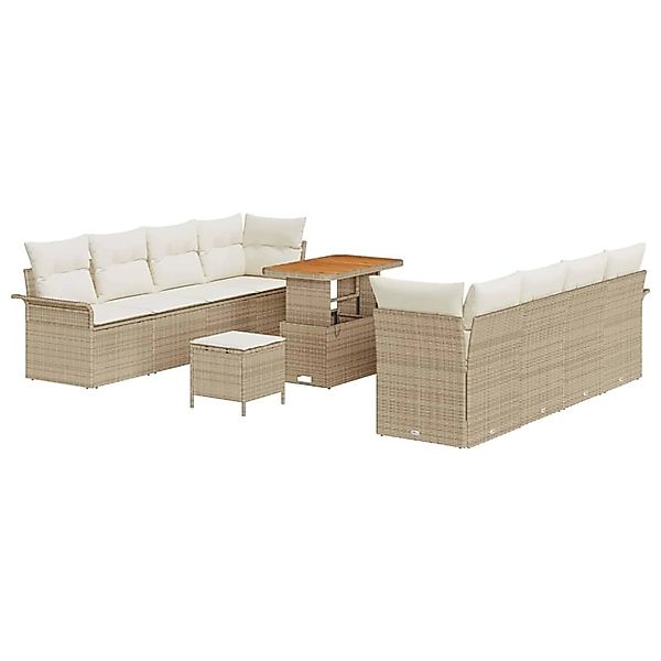 vidaXL Garten-Sofa-Set Höhenverstellbar 11-Tlg Beige Poly Rattan 3362111 günstig online kaufen