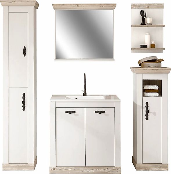 Home affaire Badmöbel-Set "Florenz, Bad im Landhausstil, 5-teiliges Badezim günstig online kaufen