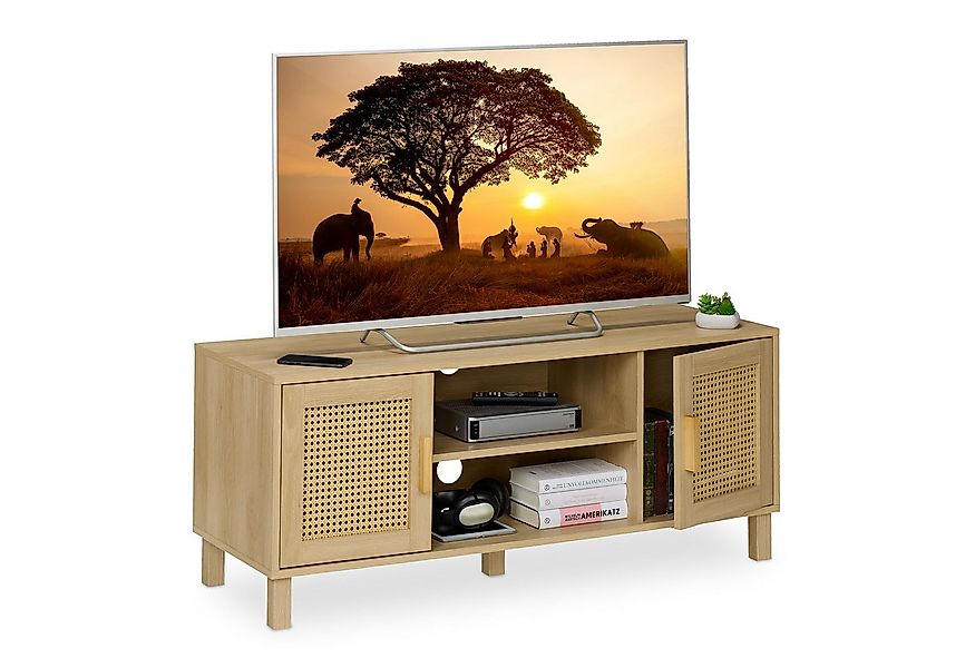 relaxdays TV-Board TV-Lowboard Rattan-Design günstig online kaufen