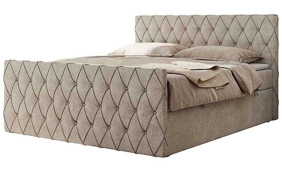 Boxspringbett mit Bettkasten Miren Duo ¦ beige ¦ Maße (cm): B: 141 H: 110 B günstig online kaufen