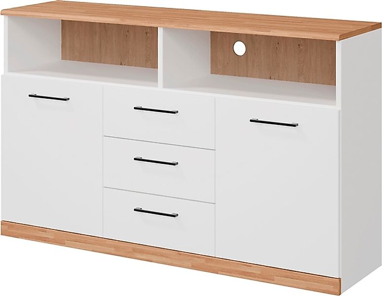 Home affaire Sideboard »Ribe,130cm breit,80cm hoch,Oberplatte Holz massiv,6 günstig online kaufen