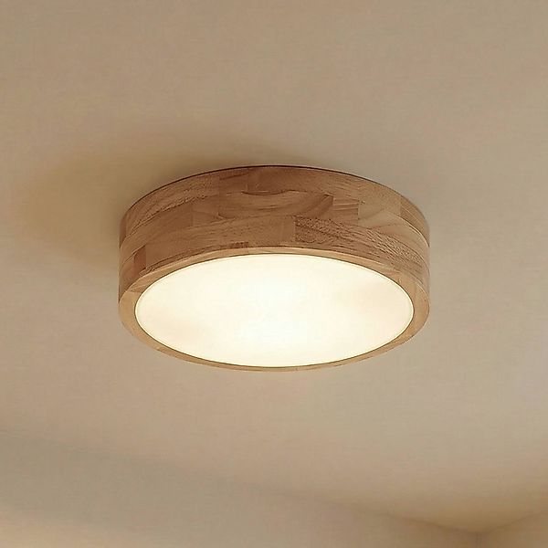 Lindby Deckenleuchte Tanju, Ø 30 cm, 2-flg., Eichenholz, E27 günstig online kaufen