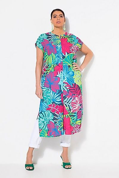Ulla Popken Midikleid Midikleid Blätter Oversized Rundhals ärmellos günstig online kaufen