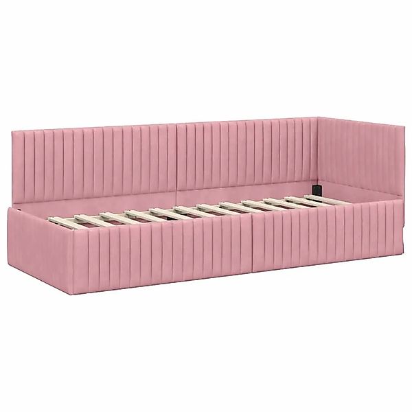 vidaXL Eckbettgestell mit Kopfteil Rosa 80 x 200 cm Stoff 42016249 günstig online kaufen