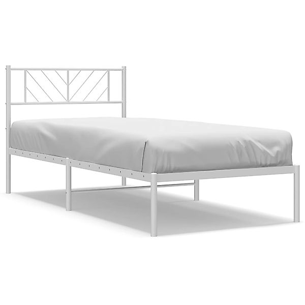 vidaXL Bettgestell mit Kopfteil Metall Weiß 107x203 cm Modell 191886069 günstig online kaufen