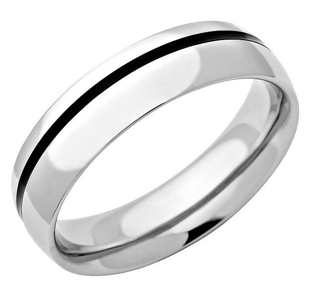 Unique Fingerring Edelstahlring glänzend Silber mit schwarzem Inlay 6mm Uni günstig online kaufen