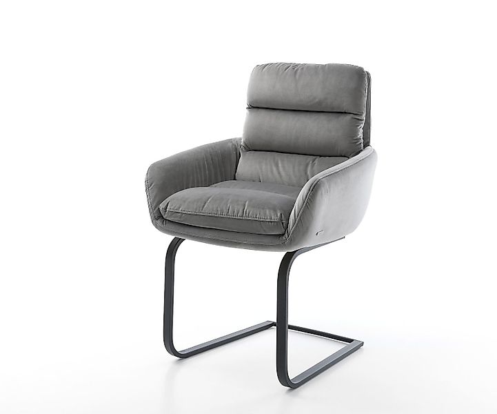 Freischwinger Abelia-Flex mit Armlehnen Samt Grau Freischwinger flach Schwa günstig online kaufen