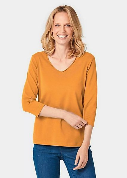 GOLDNER 3/4-Arm-Shirt Shirt mit V-Ausschnitt günstig online kaufen