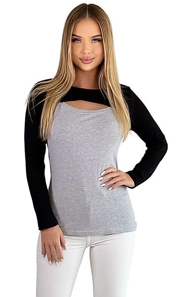 Mississhop 3/4-Arm-Shirt Zweifarbige Oberteil Bluse / günstig online kaufen