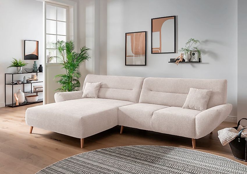INOSIGN Ecksofa "Drago, elegant und zeitlos, komfortabel, Holzfuß, L-Form", günstig online kaufen