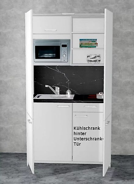 Schrankküche MANKAHIDE 24KM Weiß Mattlack(Höhe XXL) Küchenblock 120 cm mit günstig online kaufen