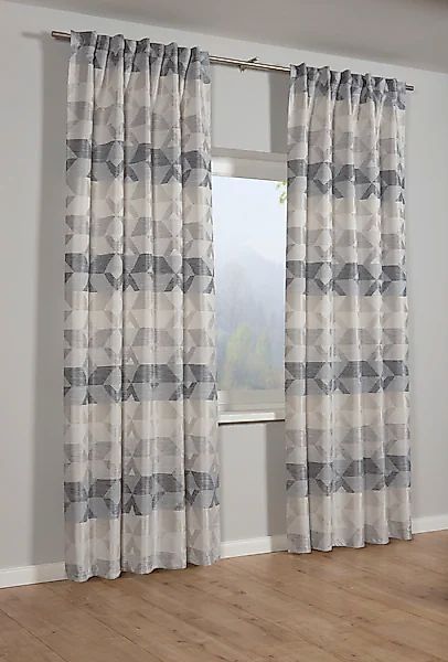 Bennetti Schal mit Gardinenband Jacquard Raute grau 140 x 245 cm günstig online kaufen