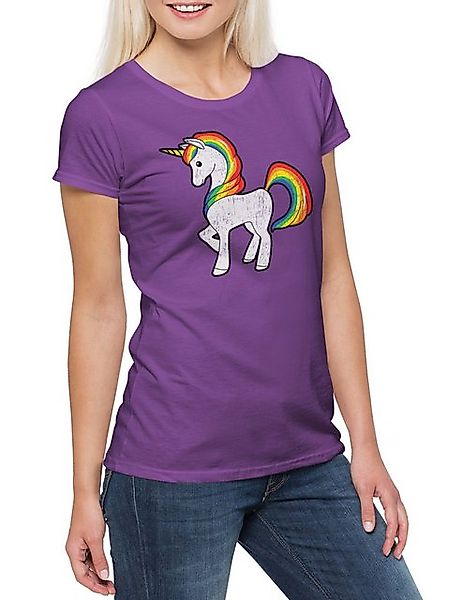 Urban Backwoods Print-Shirt Unicorn IV Damen T-Shirt Einhorn Comic Anime Re günstig online kaufen