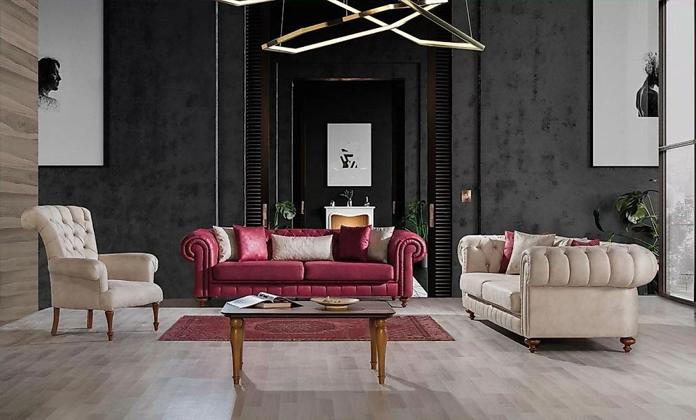 JVmoebel Chesterfield-Sofa, Chesterfield Sofa Couch Garnitur Sitzgruppe Pol günstig online kaufen