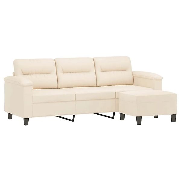 vidaXL 3-Sitzer-Sofa mit Hocker Beige 180 cm Mikrofasergewebe 3201236 günstig online kaufen