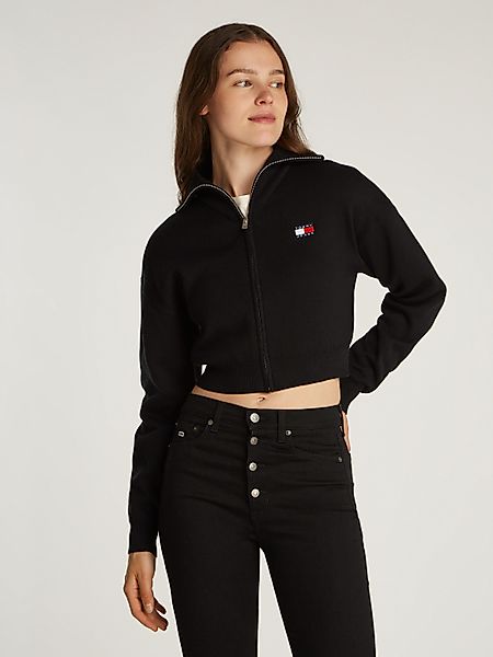 Tommy Jeans Strickjacke "TJW CRP BADGE ZIP THRU CARDIGAN" in Cropped Form günstig online kaufen