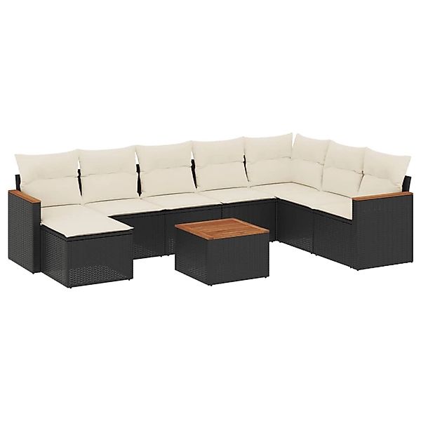vidaXL 9-Tlg Garten-Sofagarnitur mit Kissen Schwarz Poly Rattan 3226252 günstig online kaufen