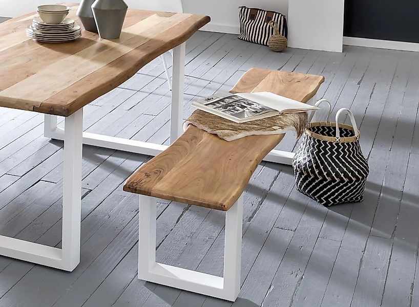 Home affaire Bank "Manhattan" mit Baumkantenoptik und Gestell U-Form aus we günstig online kaufen