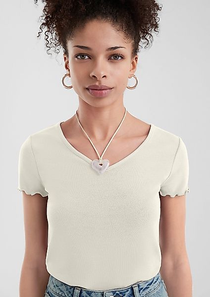QS Kurzarmshirt Schmal geschnittenes T-Shirt aus günstig online kaufen