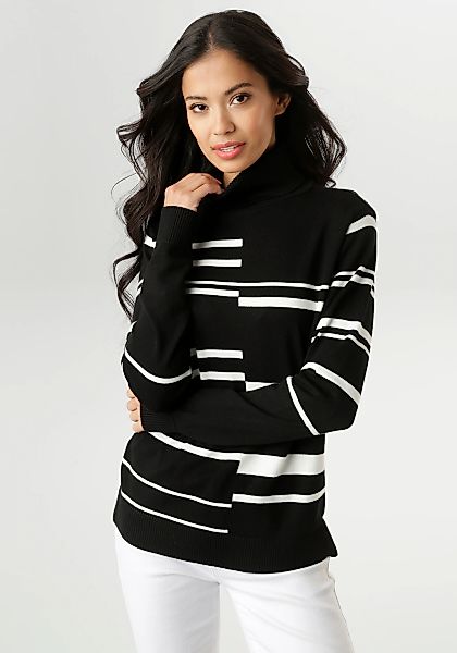 Aniston SELECTED Strickpullover im geometrisch unterbrochenen Streifen-Dess günstig online kaufen