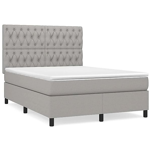 Vidaxl Boxspringbett Mit Matratze Hellgrau 140x200 Cm Stoff günstig online kaufen