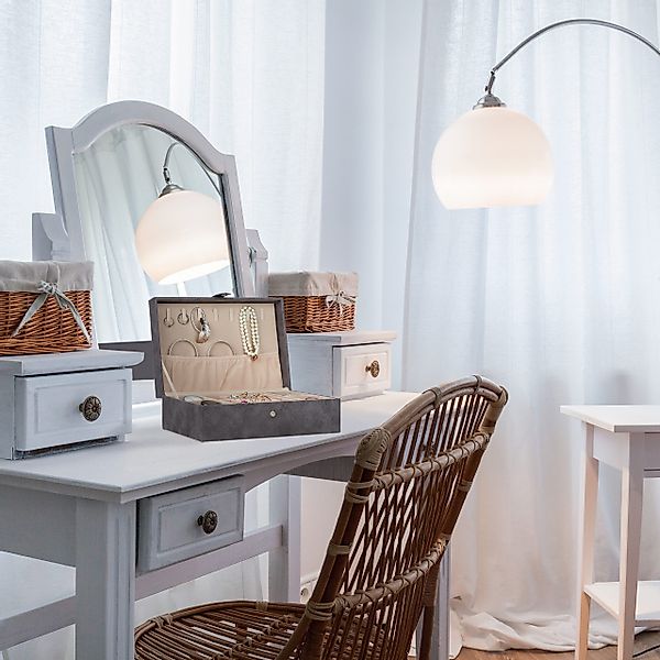relaxdays Schmuckkasten Schmuckkästchen in Lederoptik, Grau günstig online kaufen