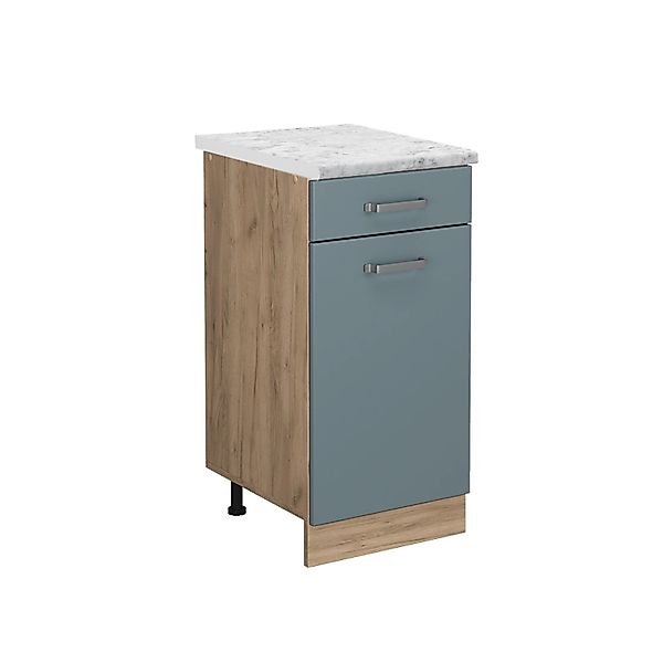 Vicco Küchenunterschrank R-Line Blau-Grau 40 cm AP Marmor günstig online kaufen