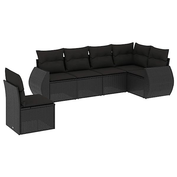 vidaXL 6-Tlg Garten-Sofagarnitur mit Kissen Schwarz Poly Rattan 3221424 günstig online kaufen